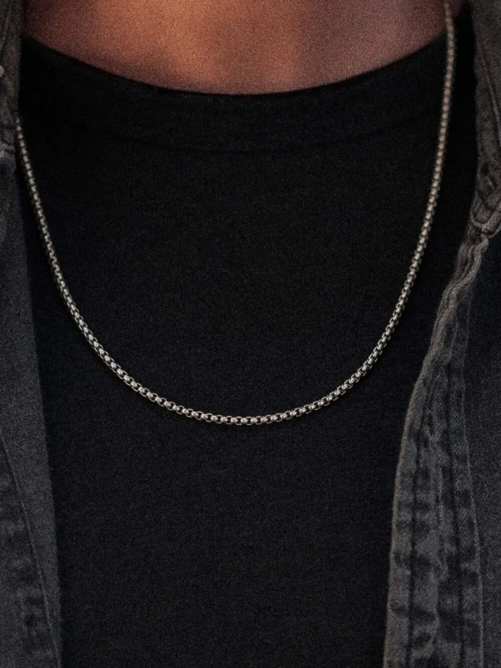 Silver 2.5mm Rounded Box Chain Link Necklace